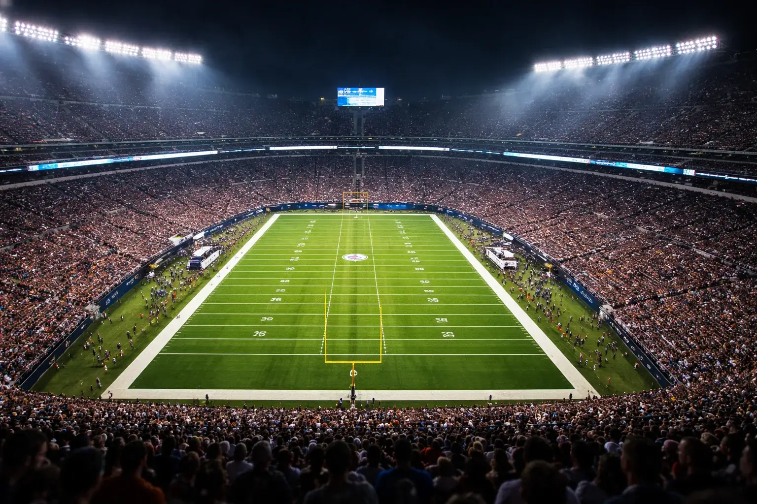 NFL-Stadion bei Flutlicht während eines Playoff-Spiels