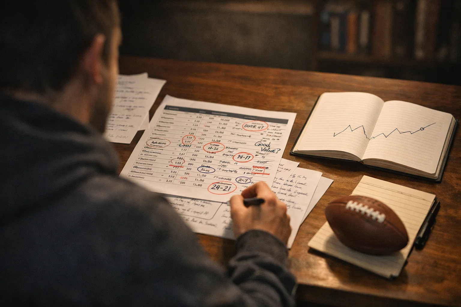 Analytiker wertet NFL-Spielstatistiken für Value Bets aus